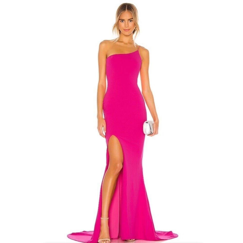 NEW Nookie x REVOLVE Jasmine One Shoulder Gown in Neon Pink DRESS SIZE L LARGE​​